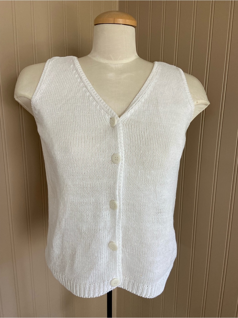 Sostanza Ramie Cotton Knitted Vest Cropped Tank Top Women’s Size Medium